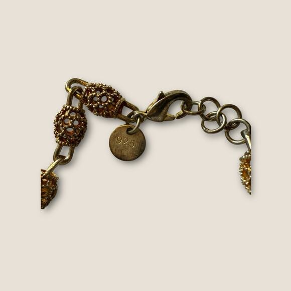 Sterling Vermeil Puffer Link Bracelet 7"-8" Gold Textured Tone 925 Silver 6g - Picture 5 of 7